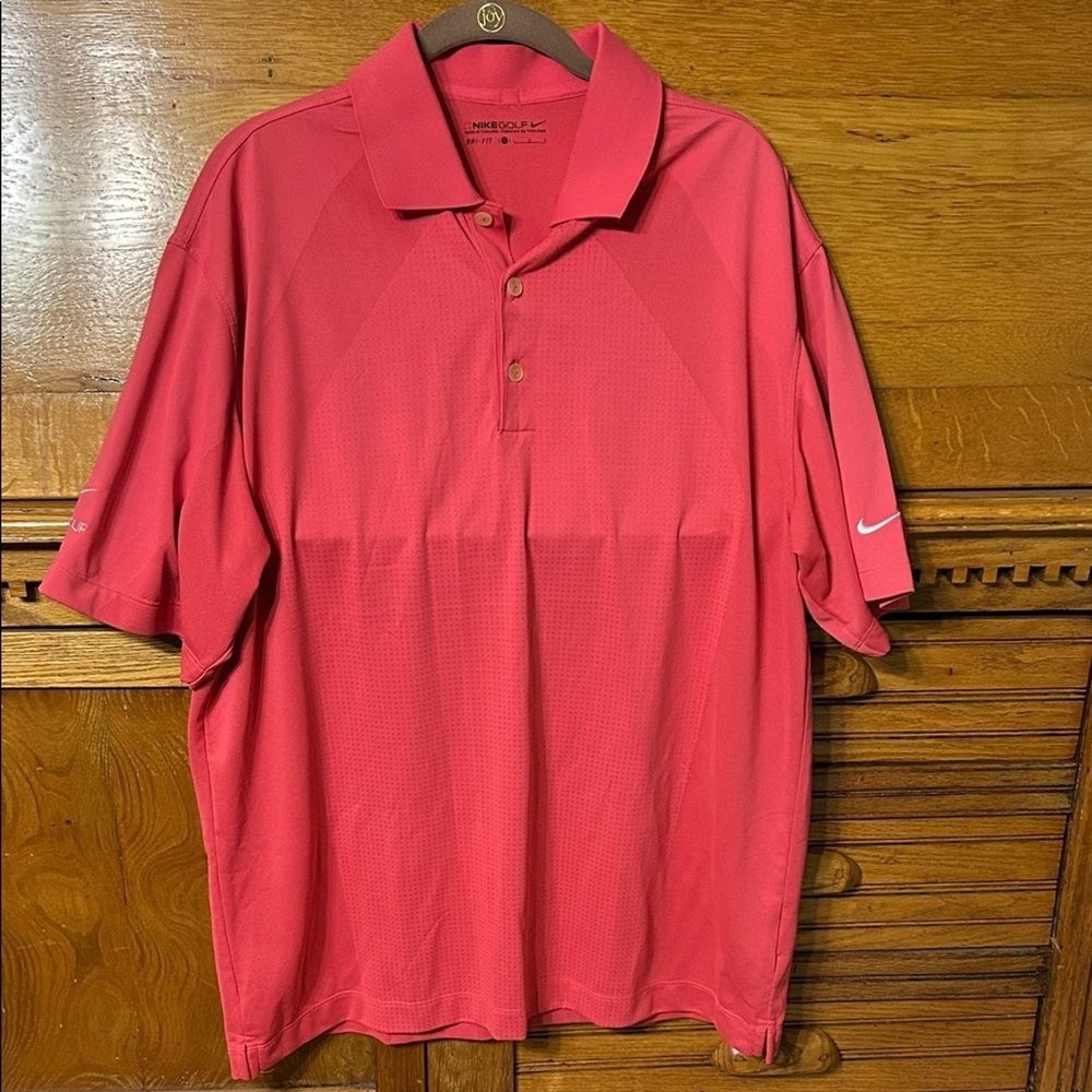 Nike Golf Mens Dri-FIT Polo Shirt Pink Nike Cup Short‎ Sleeve Large L